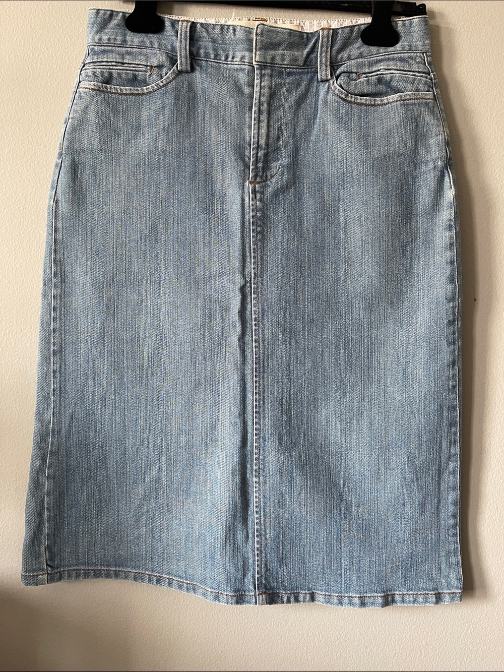 GAP Y2K  Light Blue Denim straight Midi Skirt 8
